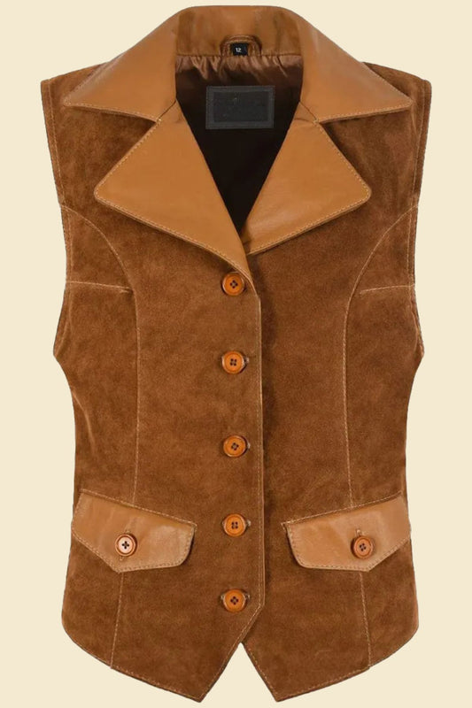 Women Brown Suede Western Vest Cowgirl Style