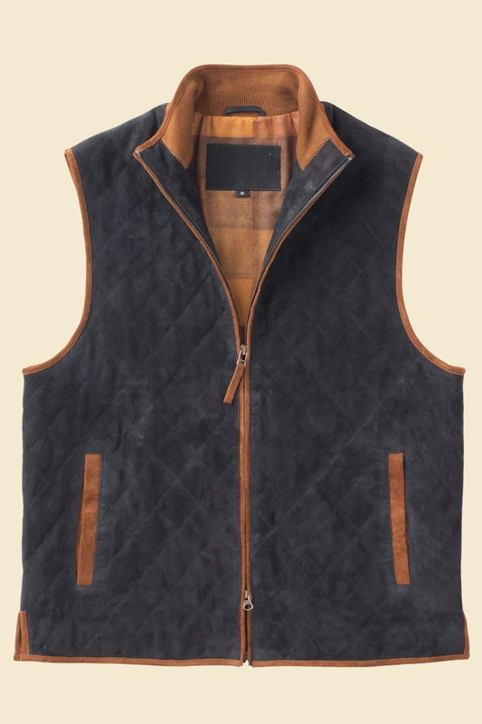  black suede leather vest for men