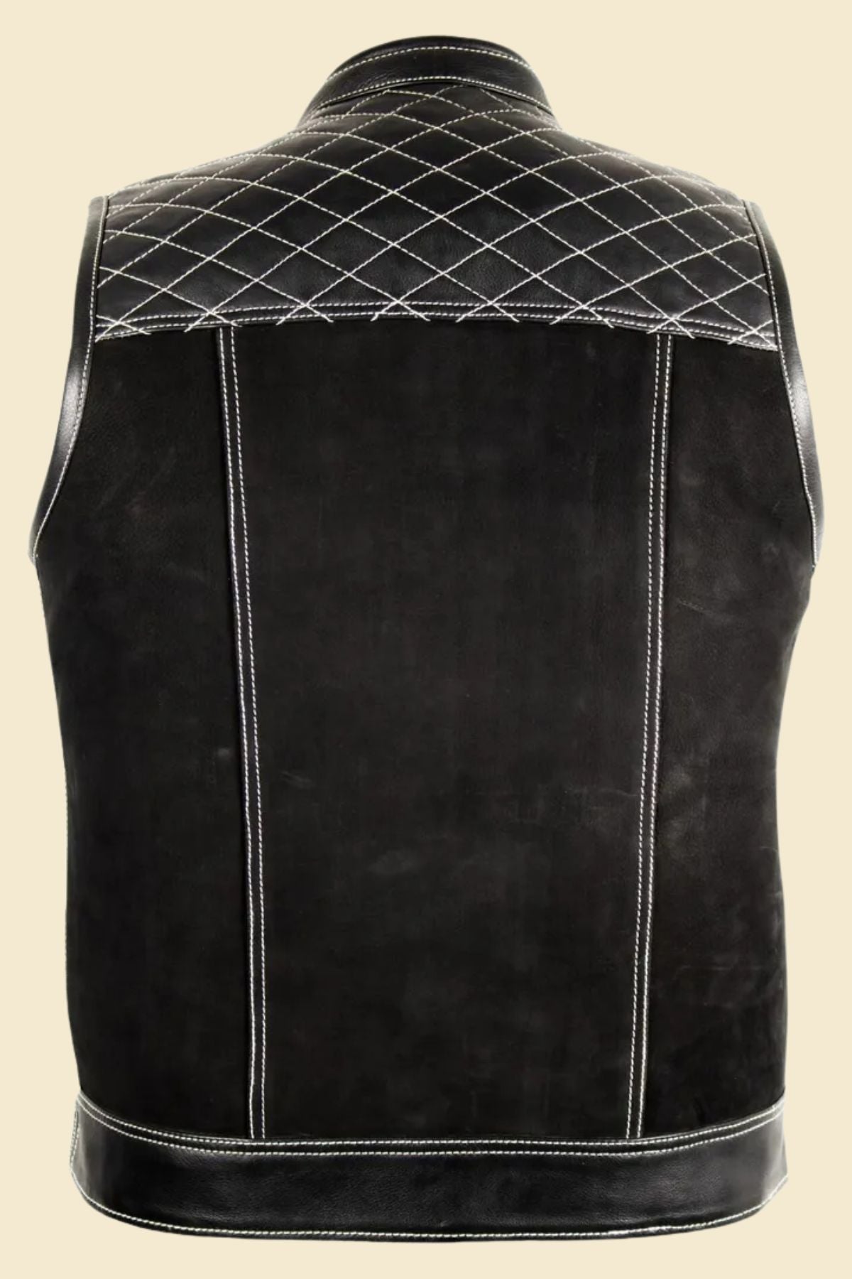 MC Club black leather and denim vest designed for riders
