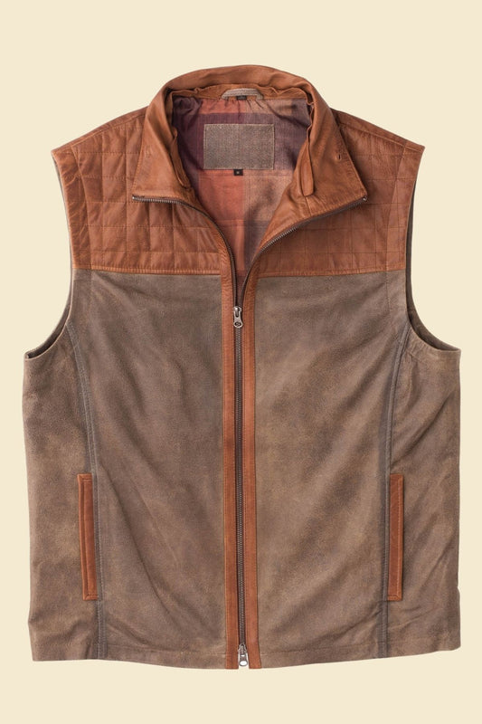 Men’s vintage quilted leather vest 