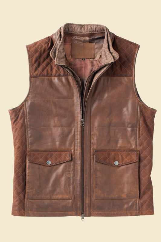 Men’s Western style quilted leather vest
