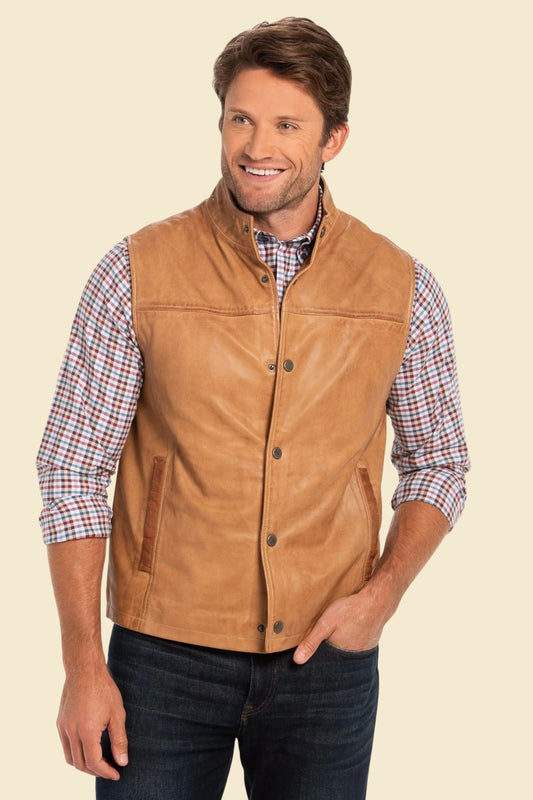 Western-style brown leather vest